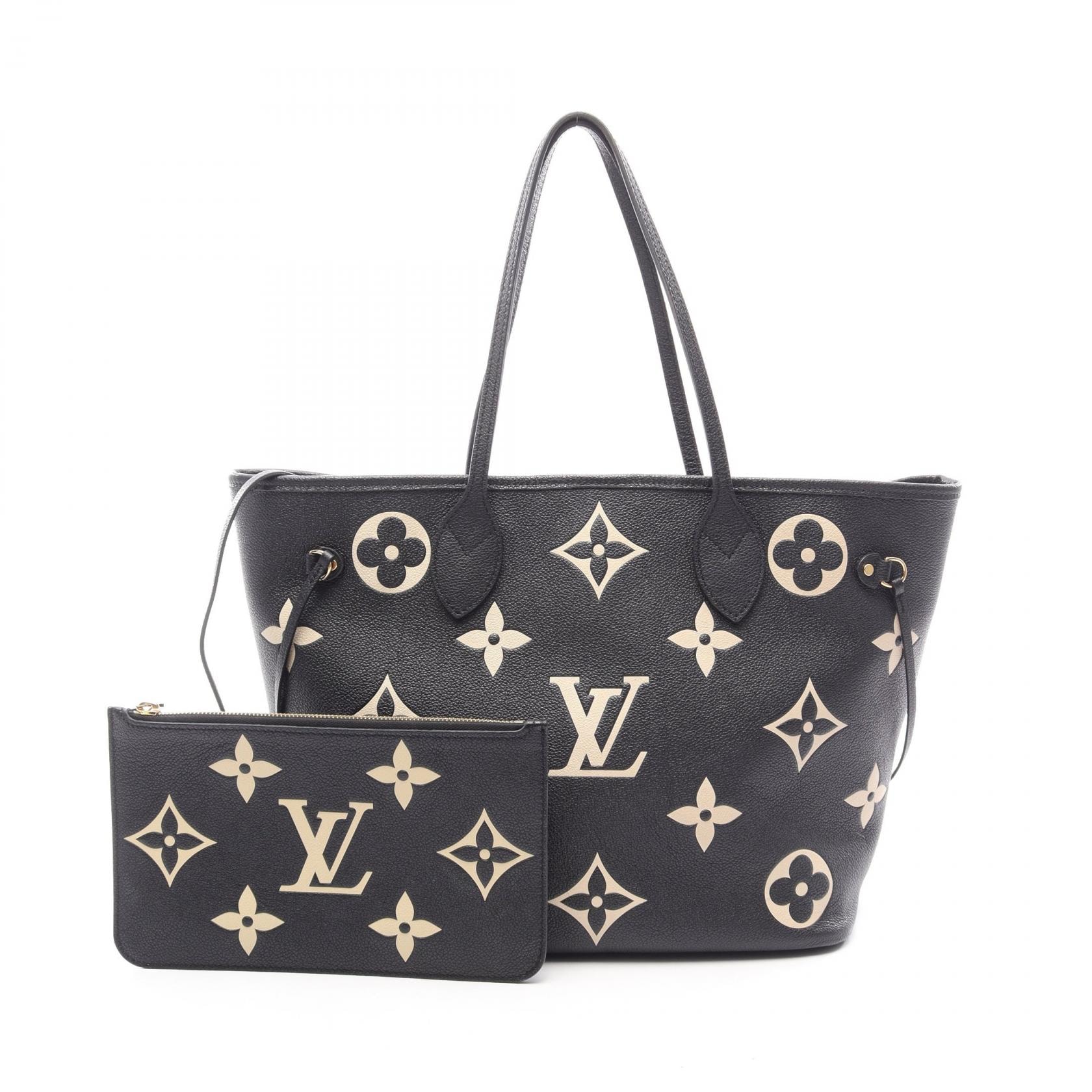 ルイ・ヴィトン LOUIS VUITTON ネヴァーフルMM モノグラムアンプラント トートバッグ バッグ レザー ベージュ レディース ブラック系 / ベージュ系 M58907 【中古】