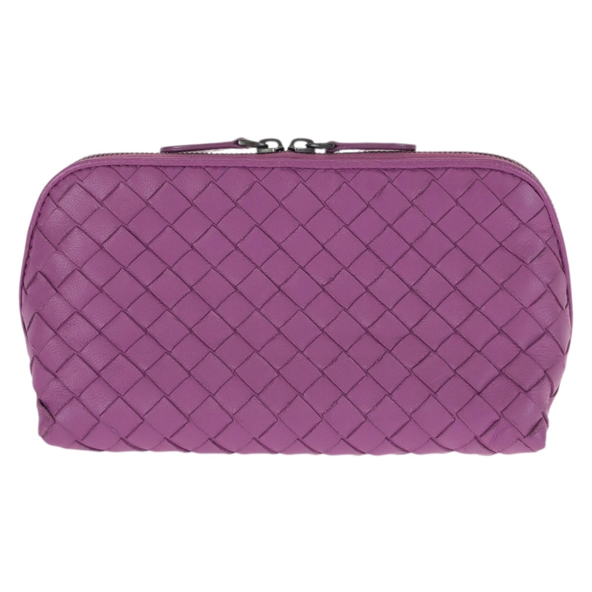 美品 BOTTEGAVENETA ボッテガヴェネタ イントレチャート パープル アメジストパープル レザー ポーチ メイクポーチ 小物入れ 603144 【中古】