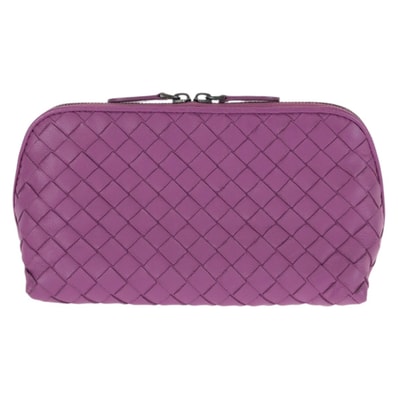 美品 BOTTEGAVENETA ボッテガヴェネタ イントレチャート パープル アメジストパープル レザー ポーチ メイクポーチ 小物入れ 603144 【中古】