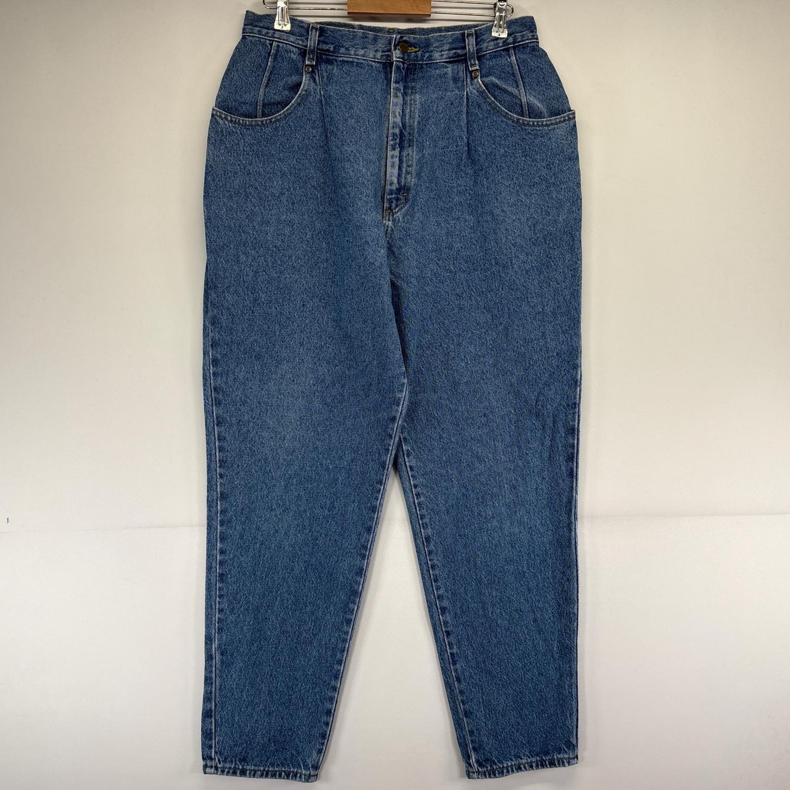 古着 90's/90年代 エルエルビーン L.L.Bean USA製 パンツ タックパンツ テーパード レザーパッチ 18 L30  ブルー系 レディース