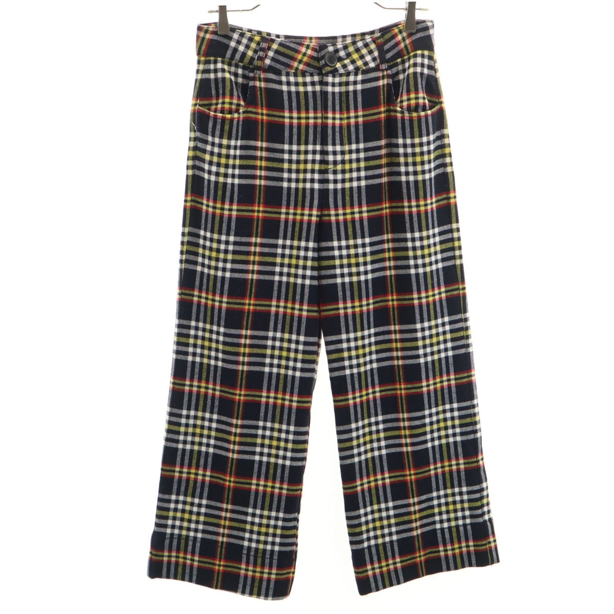 ZARA WOMAN ザラウーマン チェック柄 ウールライク ワイドパンツ S ブラック