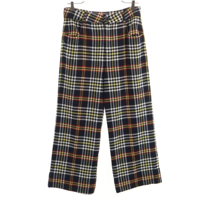 ZARA WOMAN ザラウーマン チェック柄 ウールライク ワイドパンツ S ブラック