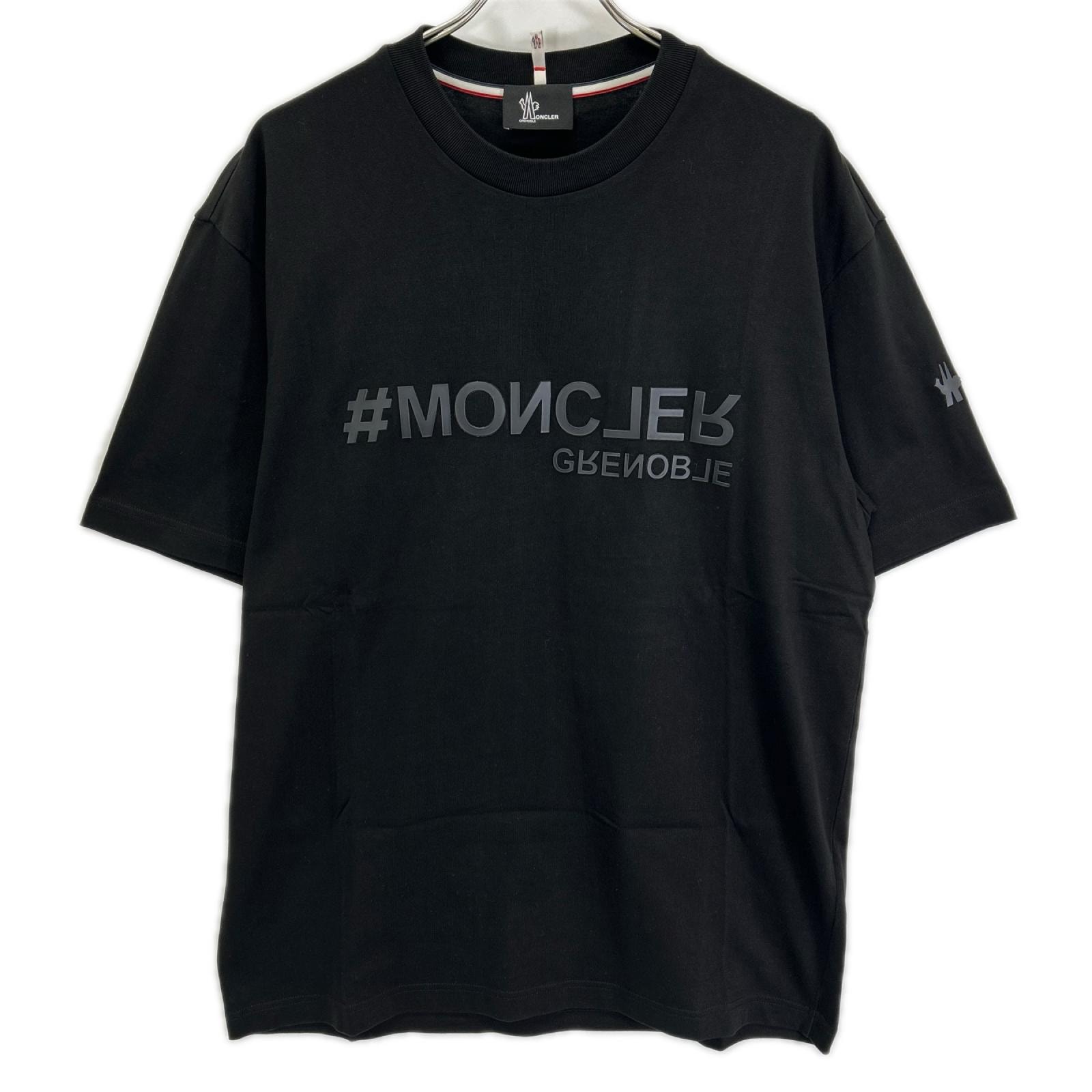 モンクレール 22年 ブラック ラバーロゴ T-SHIRT MANICA CORTA XL