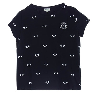 KENZO ケンゾー Tシャツ 目 総柄 ワッペン 半袖Tシャツ ブラック系 XS【中古】