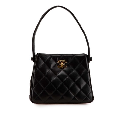 シャネル マトラッセ ココマーク ミニハンドバッグ ブラック ラムスキン レディース CHANEL 【中古】