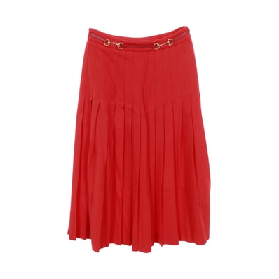 グッチ GUCCI プリーツ スカート 衣料品 ボトムス ウール レディース レッド系 【中古】