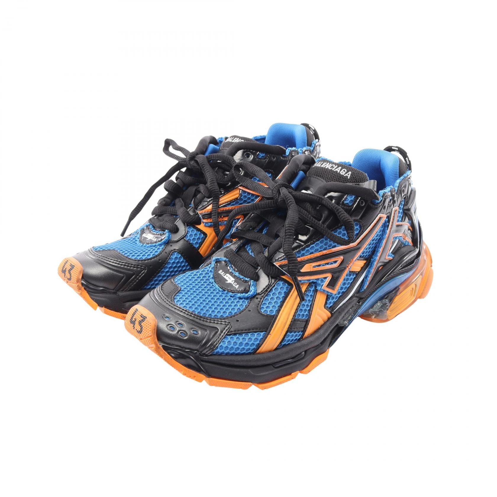 バレンシアガ BALENCIAGA RUNNER ランナー ユーズド加工 スニーカー 靴 レザー ファブリック メンズ ブルー系 / ブラック系 / オレンジ系 【中古】