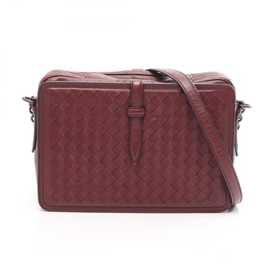 ボッテガヴェネタ BOTTEGA VENETA イントレチャート ショルダーバッグ バッグ ラムスキン(羊革) レディース ボルドー系 【中古】