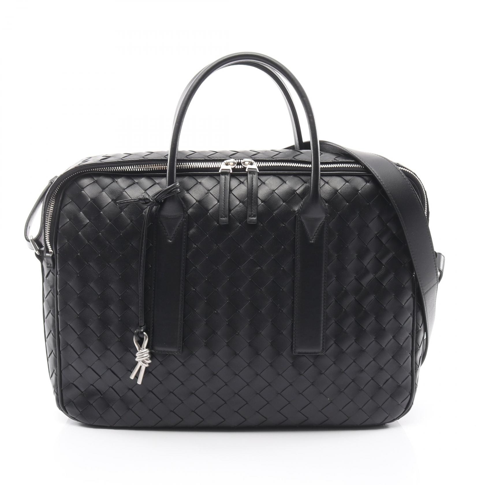 ボッテガヴェネタ BOTTEGA VENETA ゲッタウェイ イントレチャート 2WAY ブリーフケース バッグ レザー メンズ ブラック系 766361 V2HL1 【中古】