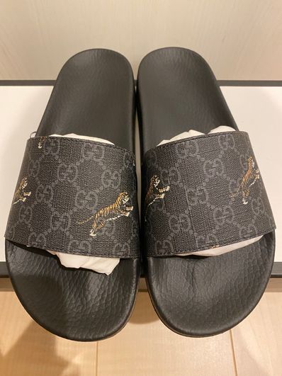 GUCCI Men's GG Supreme Tigers Slide Sandal "Black"