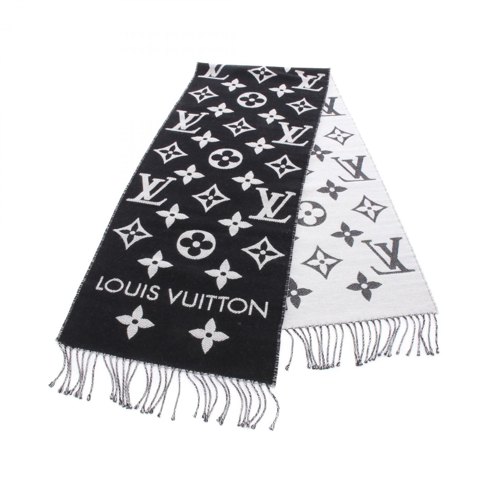 ルイ・ヴィトン LOUIS VUITTON LVエセンシャル ノワール マフラー 衣料品 ウール レディース ブラック系 / グレー系 M77853 【中古】