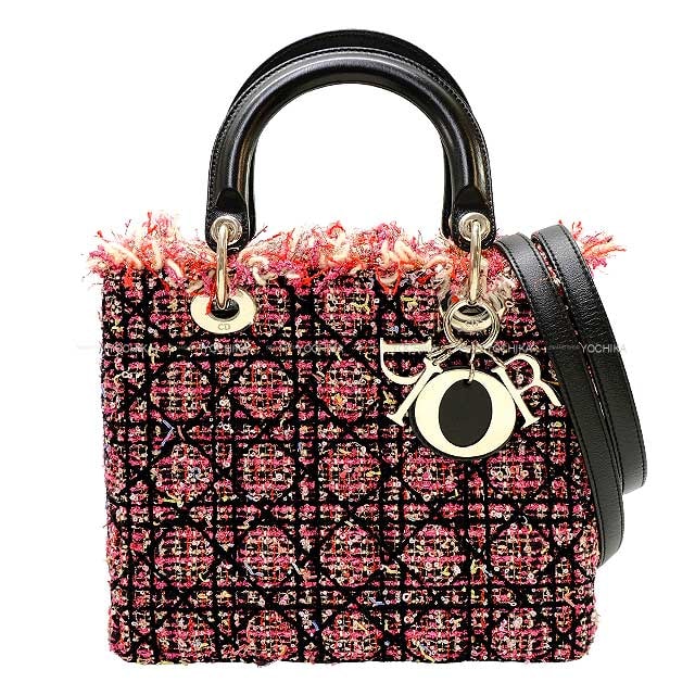 Dior ディオール ショルダーバッグ レディディオール ミディアム マルチカラー ツイード/ラムスキン シルバー金具 M0550PTUM-884U 新品同様【中古】
