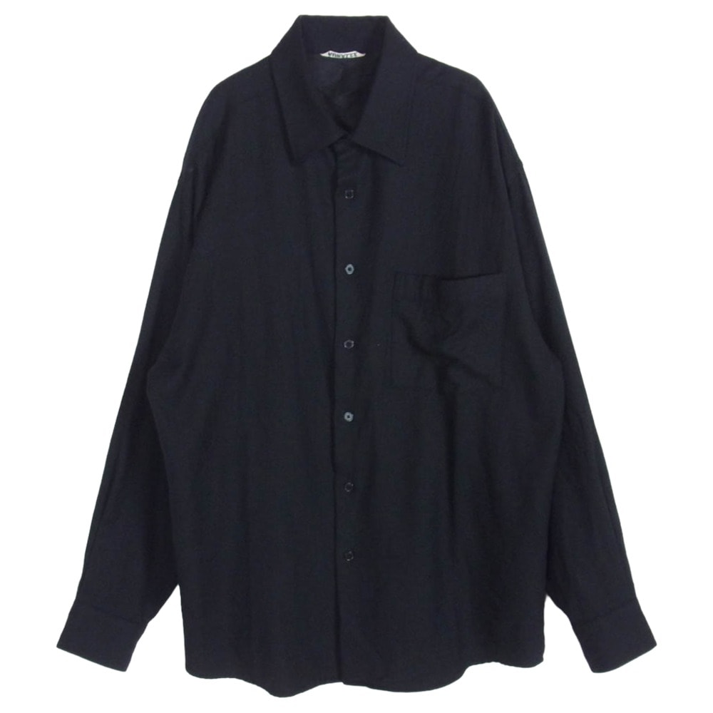 AURALEE オーラリー A21AS01OS SUPER LIGHT WOOL SHIRTS スーパーライト ウール 長袖 シャツ ブラック系 4【中古】