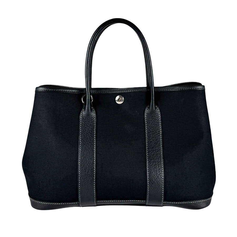 エルメス HERMES ハンドバッグ ショルダーバッグ ガーデンパーティTPM 30 トワルオフィシエ/ブッフル ブラック レディース【中古】 z10996