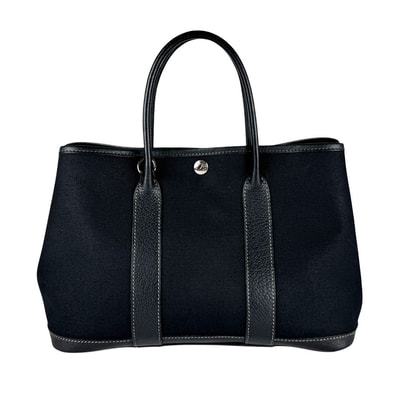 エルメス HERMES ハンドバッグ ショルダーバッグ ガーデンパーティTPM 30 トワルオフィシエ/ブッフル ブラック レディース【中古】 z10996