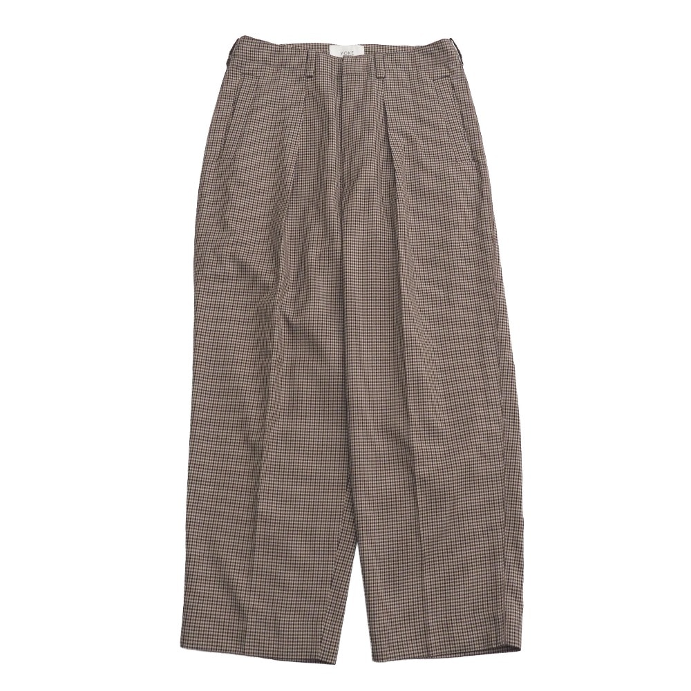 ■美品■YOKE ヨーク 1TUCK WIDE TROUSERS パンツ サイズS チェック柄 ワイドパンツ ブランド古着【中古】20260828/RB0717