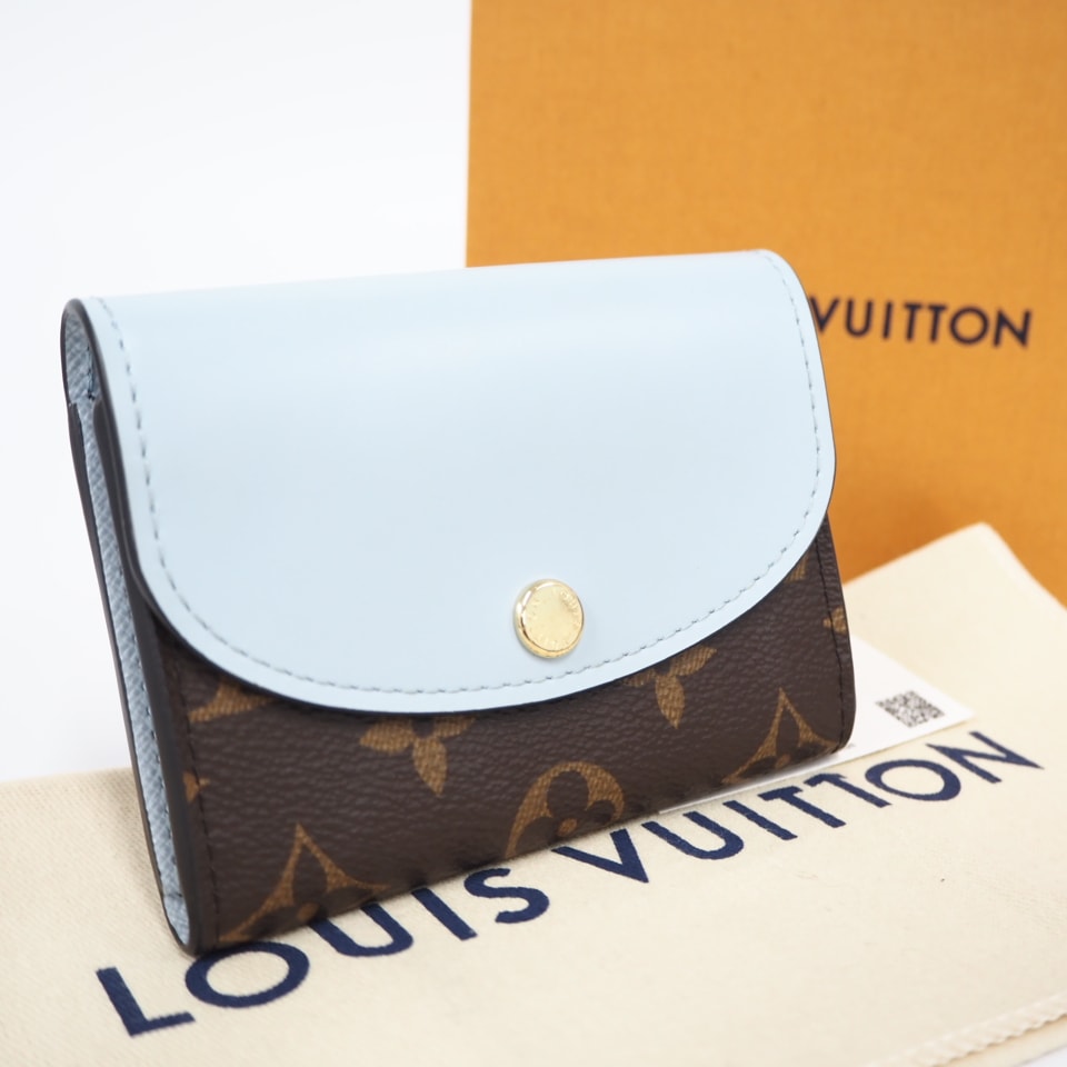 極美品 LOUIS VUITTON ルイ・ヴィトン モノグラム ポルトモネ ロザリ オランプ ブルー M83583 コインケース ブルー ブラウン ベージュ コーティングキャンバス レザー レディース