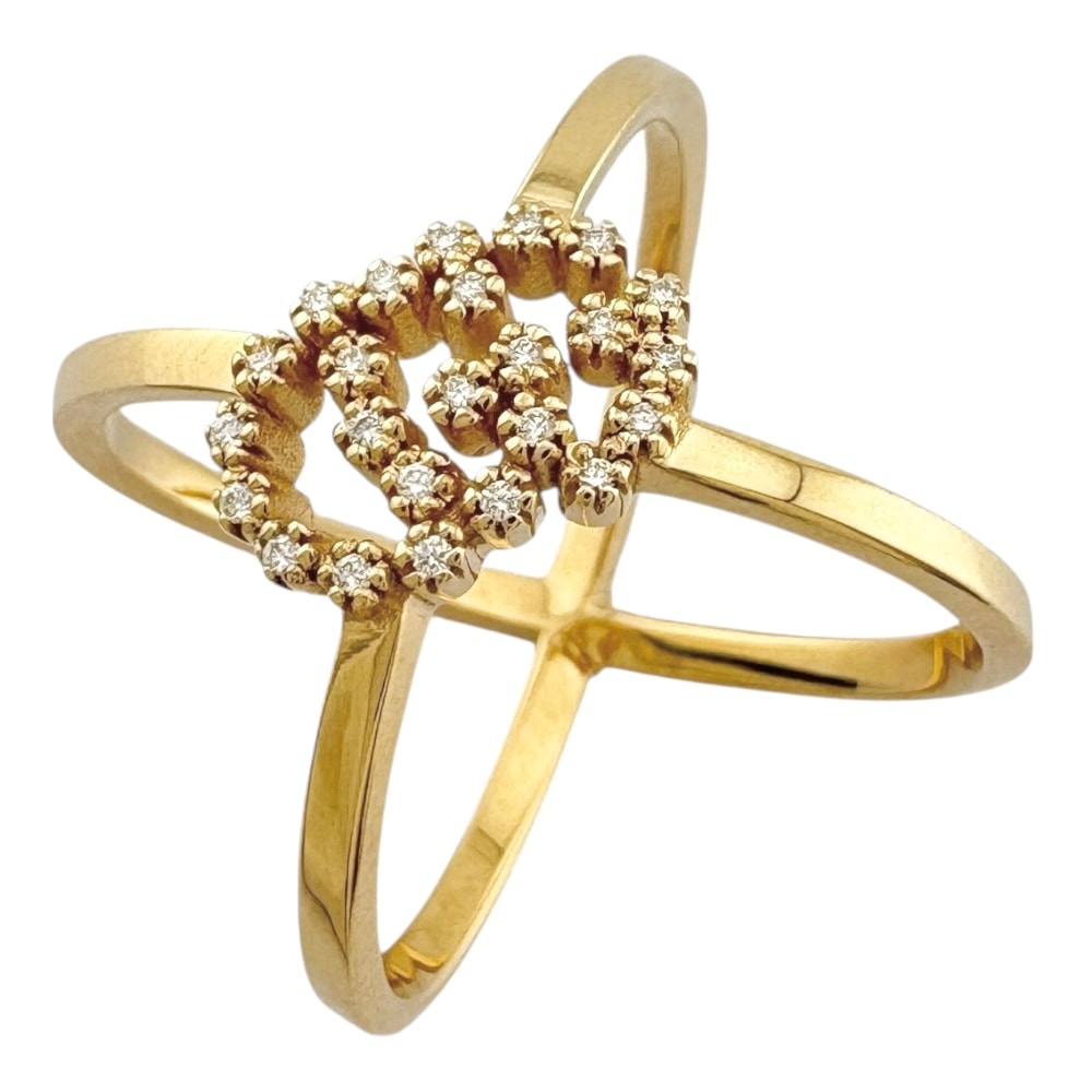 グッチ GGランニング リング 指輪 8号 18金 K18イエローゴールド ダイヤモンド レディース GUCCI  中古