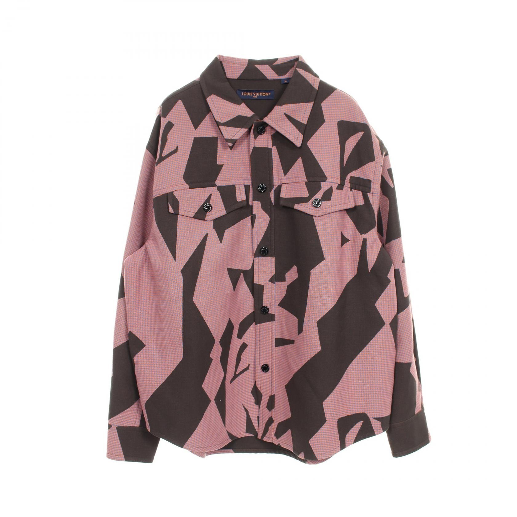 ルイ・ヴィトン LOUIS VUITTON ダブルフェイス オーバー シャツジャケット 衣料品 トップス コットン オレンジ メンズ オレンジ系 / ブルー系 / ブラック系 【中古】