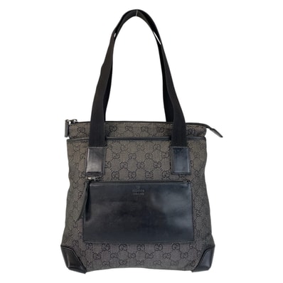 GUCCI グッチ ブラック 黒 GGキャンバス レザー/ トートバッグ ショルダーバッグ 506617 【中古】