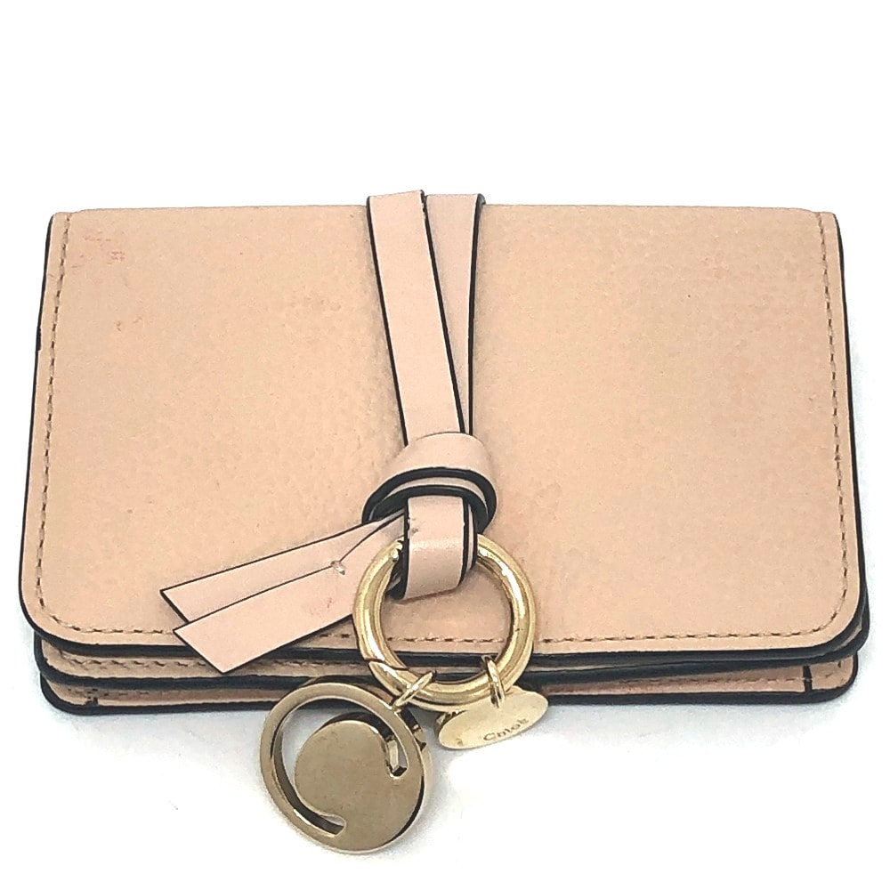 クロエ Chloe ALPHABET アルファベット 名刺入れ カードホルダー パスケース カードケース レザー ベージュ