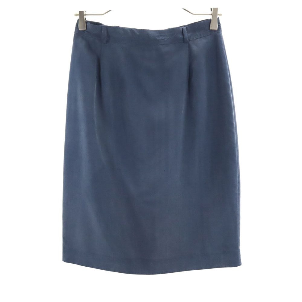 Emporio Armani エンポリオアルマーニ イタリア製 シルク100% ミディ丈 スカート 42 ネイビー