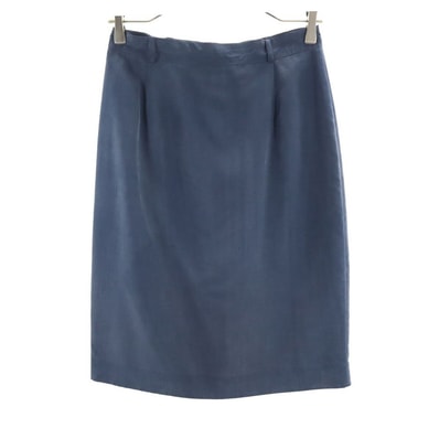Emporio Armani エンポリオアルマーニ イタリア製 シルク100% ミディ丈 スカート 42 ネイビー