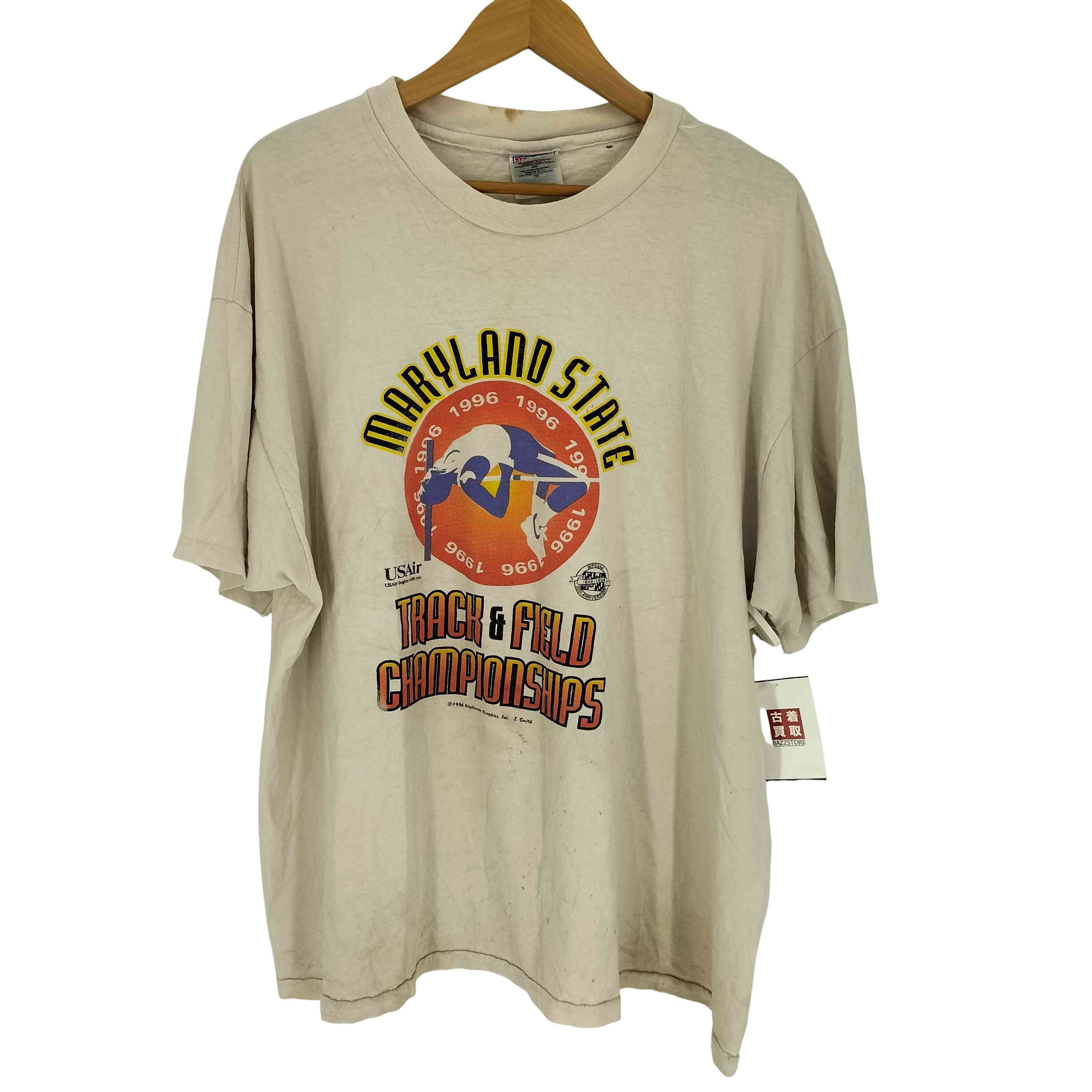 D (傷や汚れあり)】陸上競技プリント S/S シングルステッチ Tシャツ