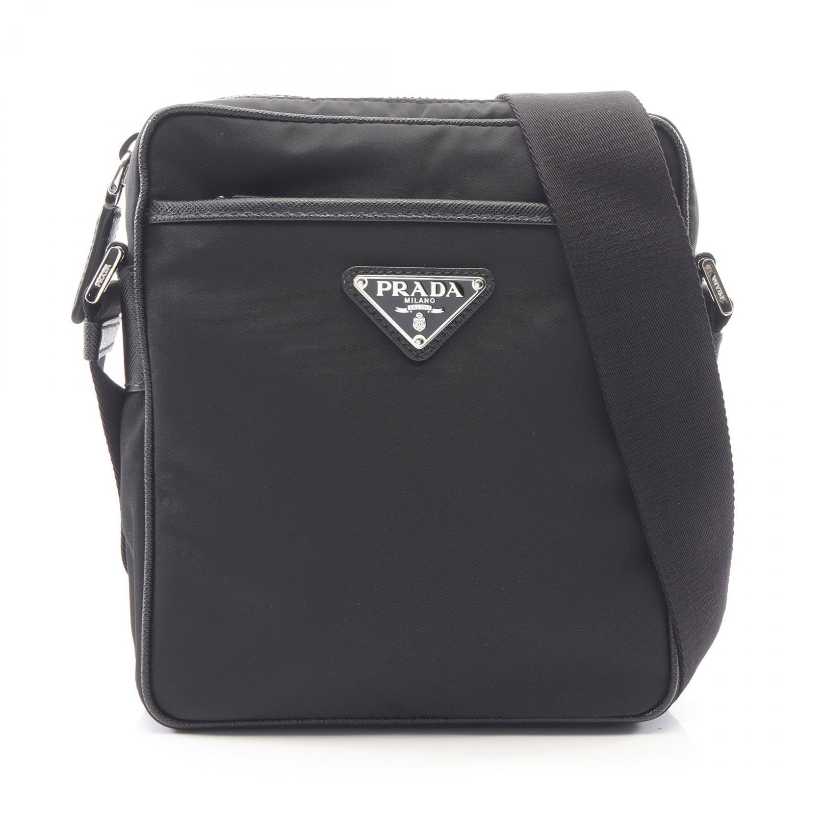 プラダ PRADA Re-Nylon ショルダーバッグ バッグ ナイロン サフィアーノレザー メンズ レディース ブラック系 【中古】