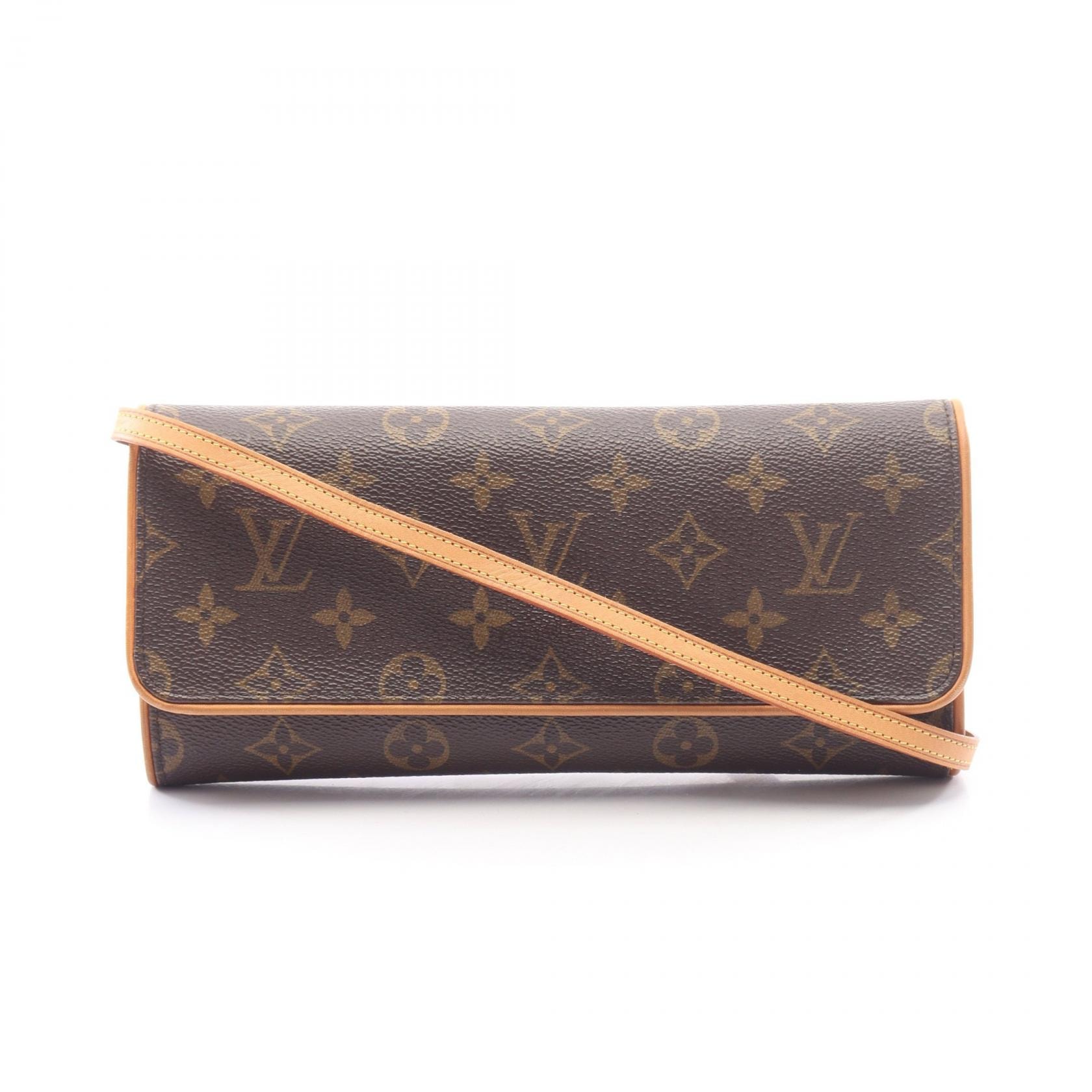 ルイ・ヴィトン LOUIS VUITTON ポシェットツインGM ショルダーバッグ バッグ PVCコーティングキャンバス レザー モノグラム レディース ブラウン系 M51852 【中古】