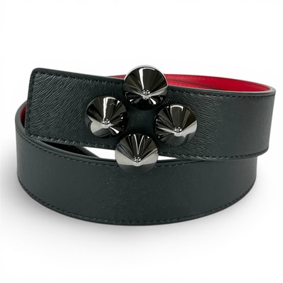 未使用品 クリスチャンルブタン ベルト W SPIKY BELT ブラック 75/30
