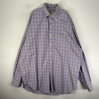 古着 ブルックスブラザーズ Brooks Brothers 長袖シャツ ボタンダウン 胸ポケット ゴールデンフリース L ピンク系 チェック メンズ