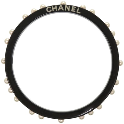 シャネル ロゴ フェイクパール プラスチック ブラック