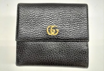 GUCCI GG Marmont Leather French Flap Wallet "Black"