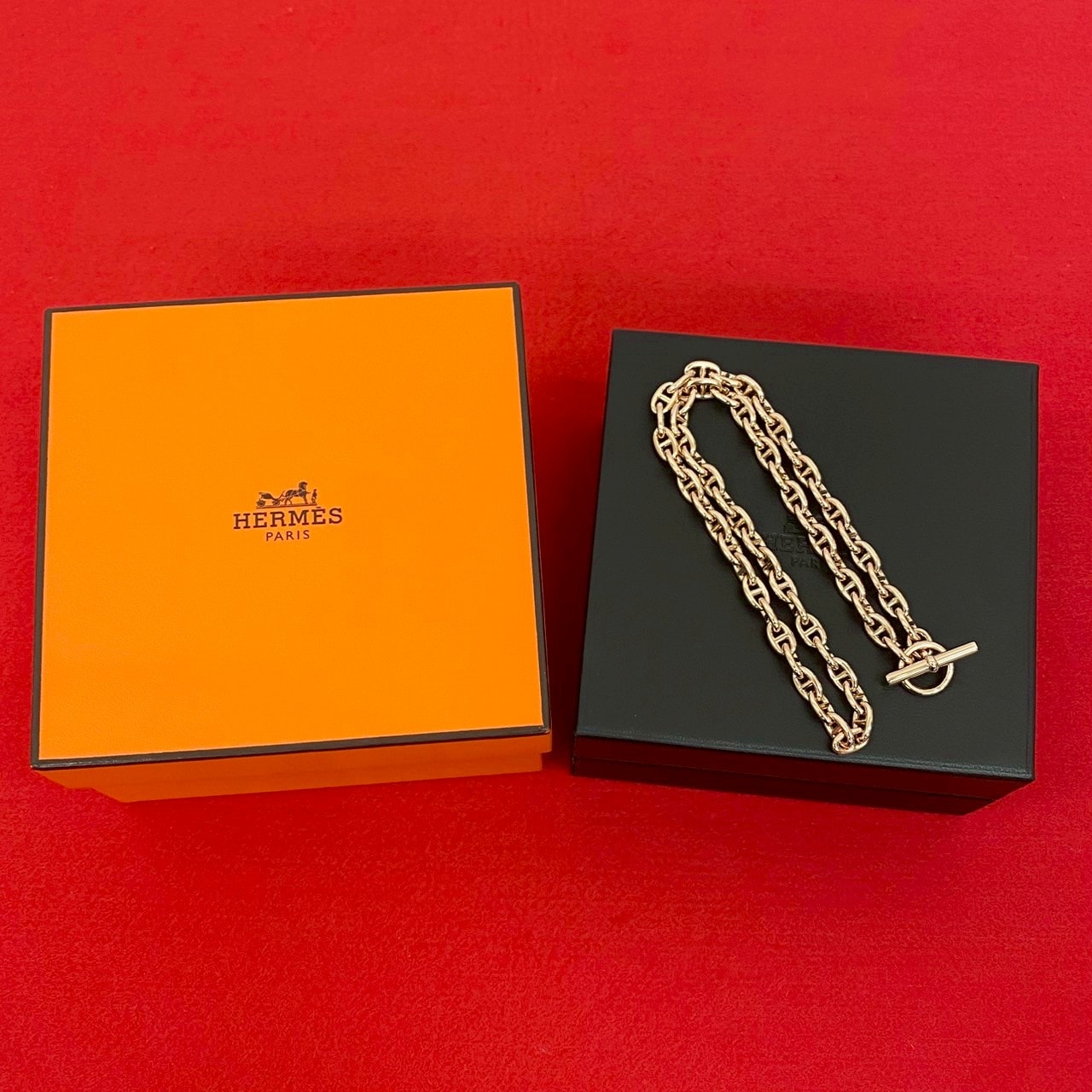 HERMES エルメス シェーヌダンクル ネックレス TPM 62コマ K18ピンクゴールド ネックレス ゴールド
 04396
