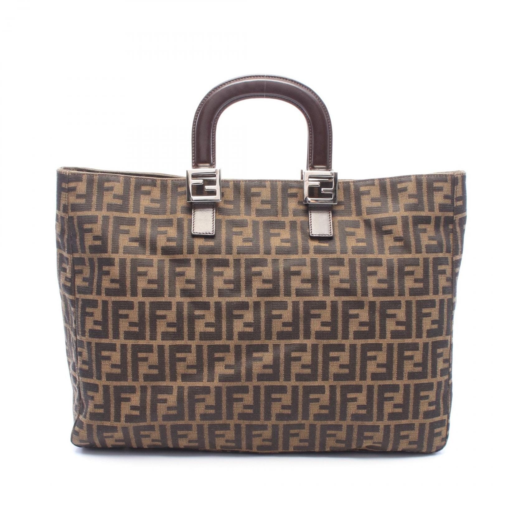 フェンディ FENDI ズッカ トートバッグ バッグ キャンバス レザー レディース ブラウン系 / ブラック系 26329 【中古】