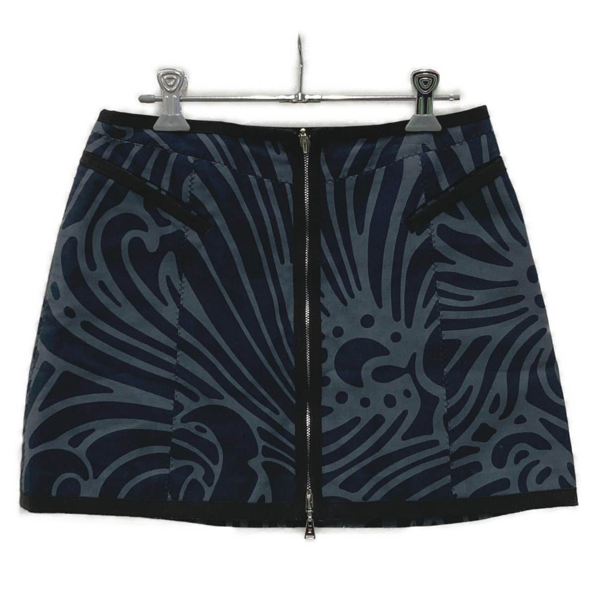 ☆☆LOUIS VUITTON ルイヴィトン ジップアップ パイピングデザイン ミニスカート SIZE 36 レディース グレー