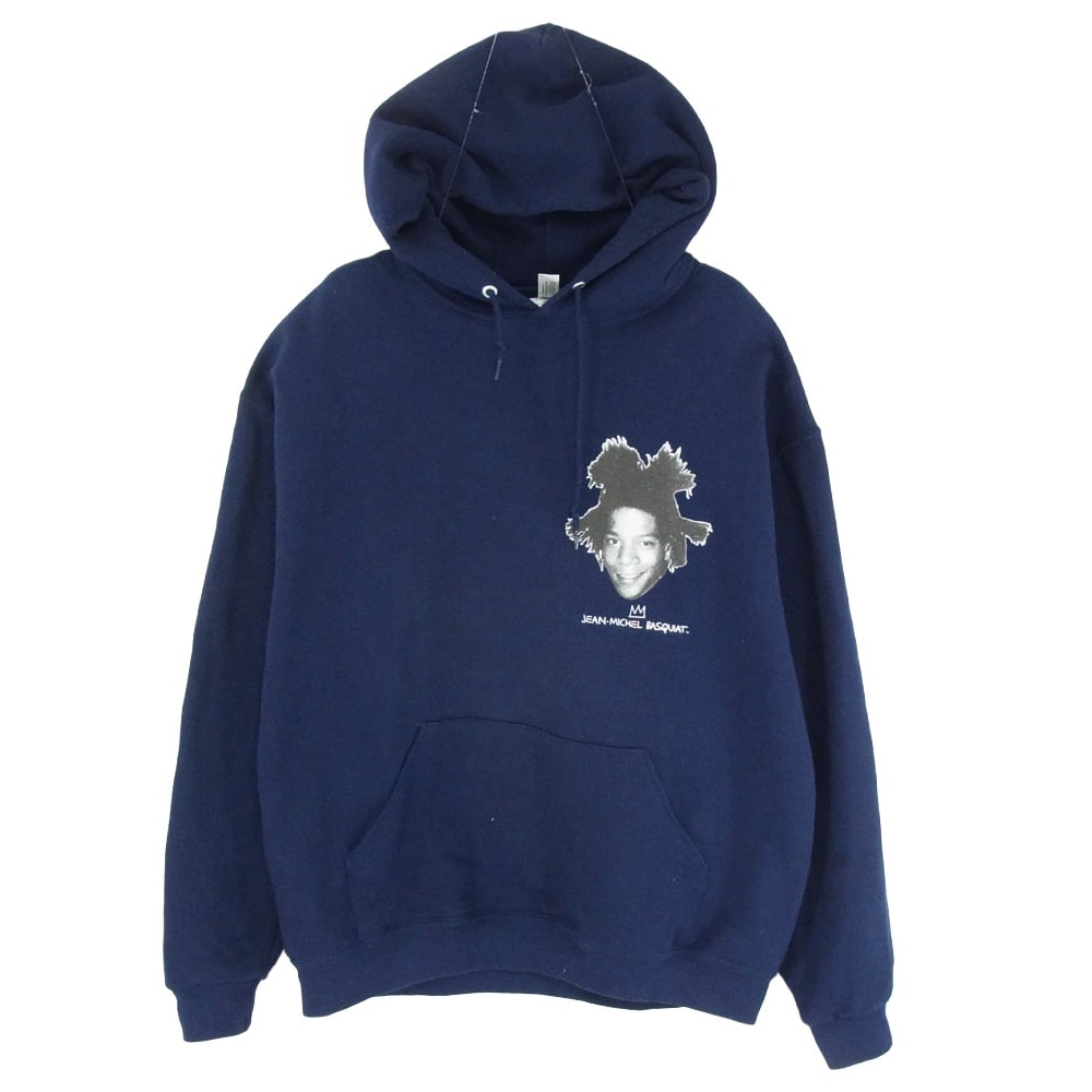 WACKO MARIA ワコマリア パーカー BASQUIAT-WM-SS06 JEAN-MICHEL BASQUIAT PULLOVER HOODED SWEAT SHIRT バスキア プリント プルオーバー パーカー フーディー ネイビー系 L【中古】