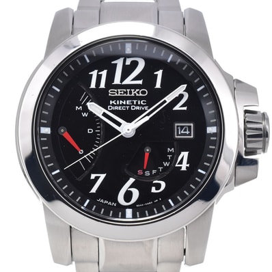 セイコー SEIKO 5D44-0AB0/SAGG003 キネティック ダイレクトドライブ ブラック オートクォーツ メンズ 良品 腕時計 M#147606