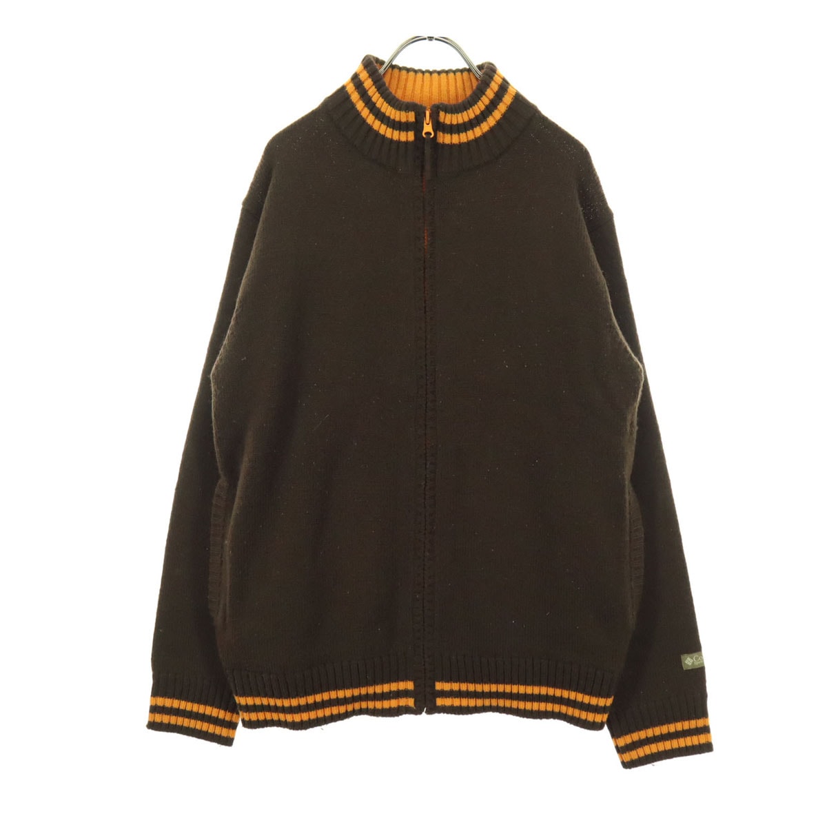 Columbia コロンビア バイカラー 長袖 ドライバーズ ニットジャケット M ブラウン