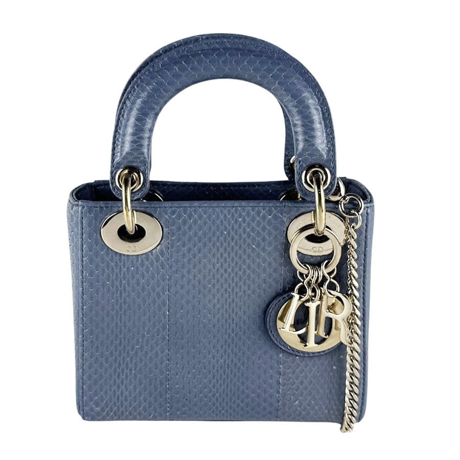 クリスチャンディオール Christian Dior ショルダーバッグ ハンドバッグ レディディオール ミニ パイソン ブルー系 ゴールド レディース【中古】 z10628