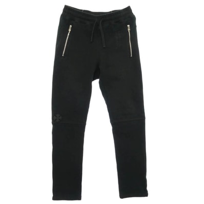 CHROME HEARTS クロムハーツ(原本無) Y NOT CHプラス レザーパッチ付き スウェット パンツ ブラック系 S【中古】
