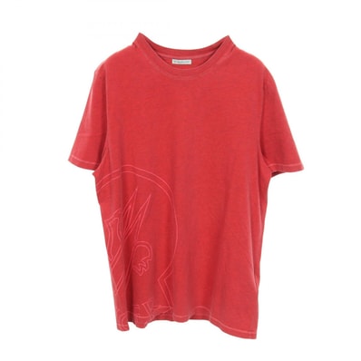 モンクレール MONCLER ビッグロゴプリント 半袖Tシャツ 衣料品 トップス コットン メンズ レッド系 【中古】