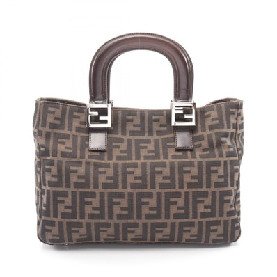 フェンディ FENDI ズッカ ハンドバッグ バッグ キャンバス レザー レディース ブラウン系 【中古】