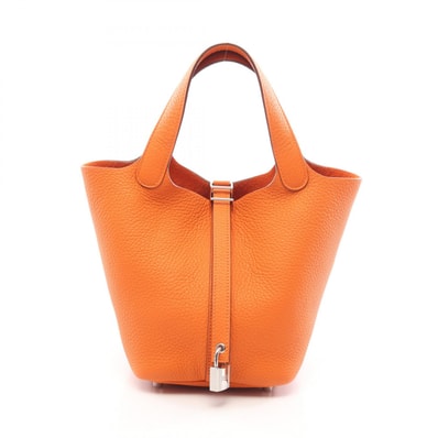 エルメス HERMES ピコタンロックPM ハンドバッグ バッグ レザー トリヨンクレマンス トリヨンクレマンス オレンジミニアン W刻印(2024年製造) レディース オレンジ系 【中古】