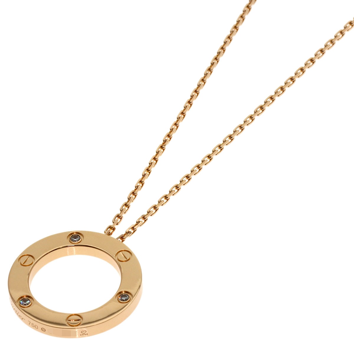 CARTIER カルティエ ラブサークル 3P ダイヤモンド ネックレス K18PG レディース [中古]