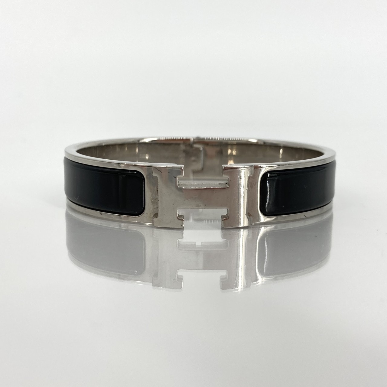 HERMES(エルメス) クリックH 回転式クラスプ ブレスレット ブラック×シルバー