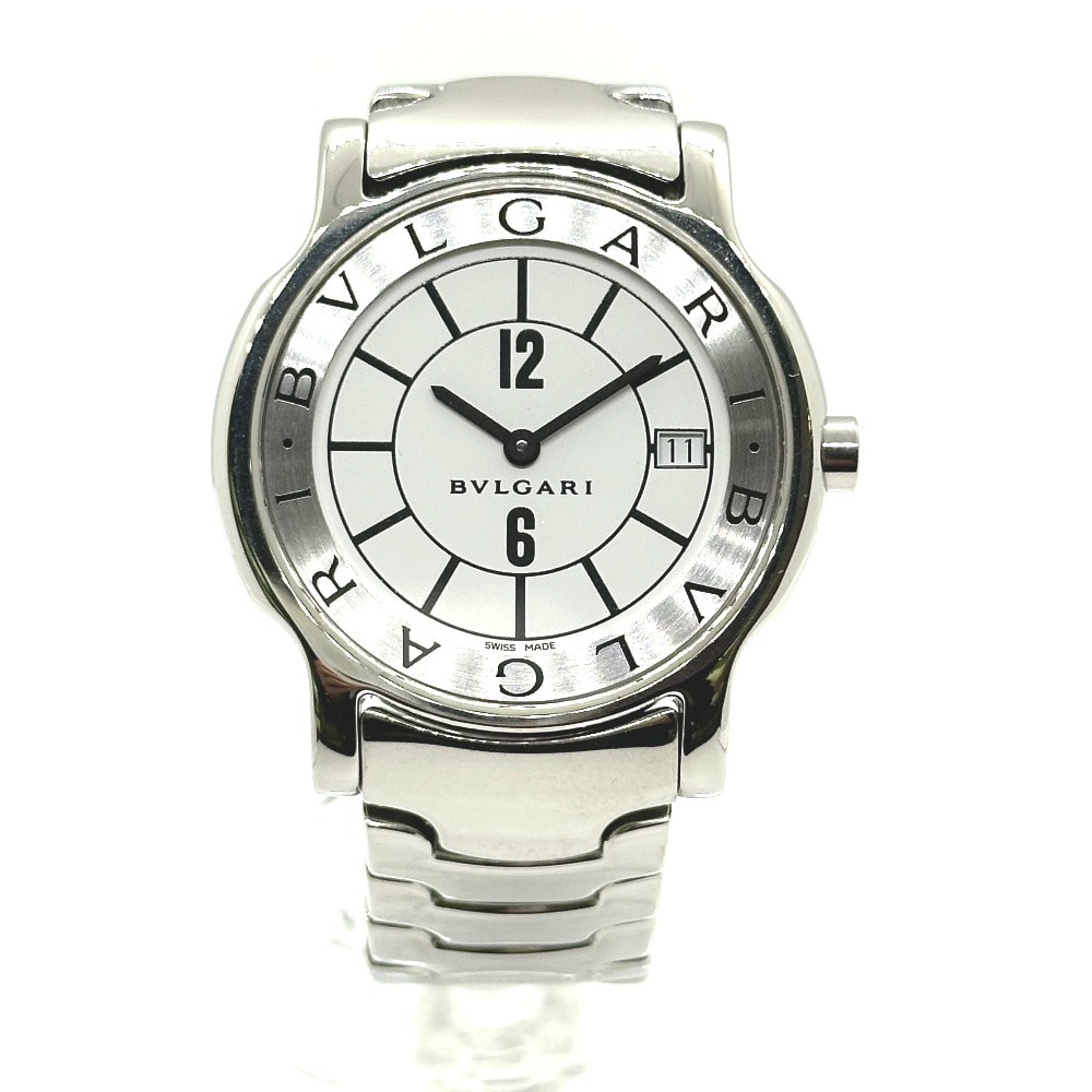 ブルガリ BVLGARI ソロテンポ ST35S クォーツ デイト 腕時計 SS シルバー