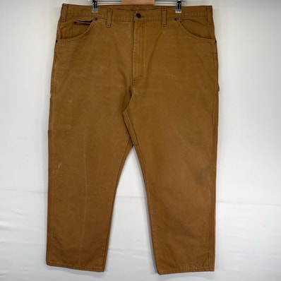 古着 ディッキーズ Dickies ダック パンツ ハンマーループ 大きいサイズ スパナポケット ワンポイントロゴ w44 L30 ブラウン系 メンズ