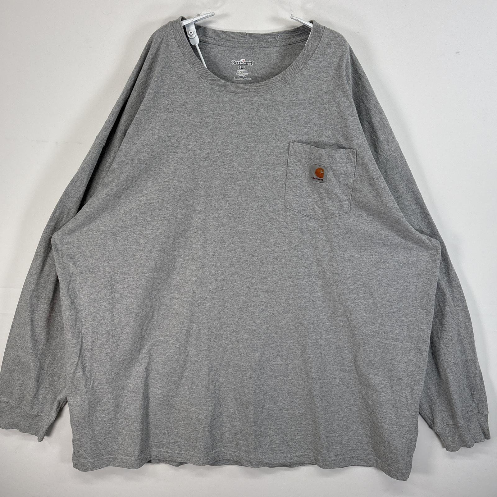 古着 カーハート Carhartt 長袖Tシャツ ワンポイント ロゴ 大きいサイズ 肉厚 クルーネック 3XL グレー 無地 メンズ